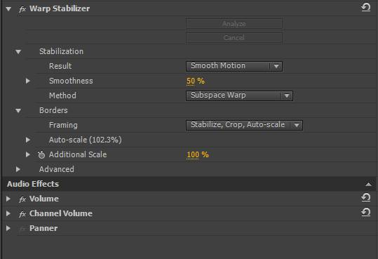 warp stabilizer and speed