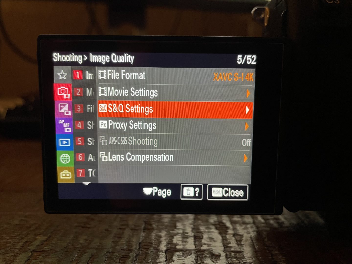 Navigate to the S&Q Settings Menu