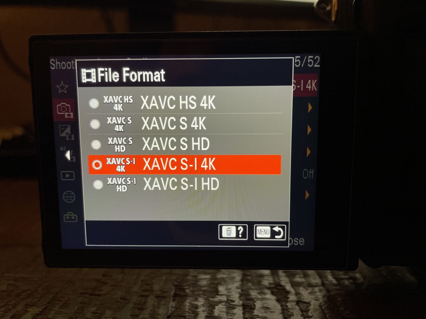 Open your a7S III's menu and for file format, select XAVC S-I