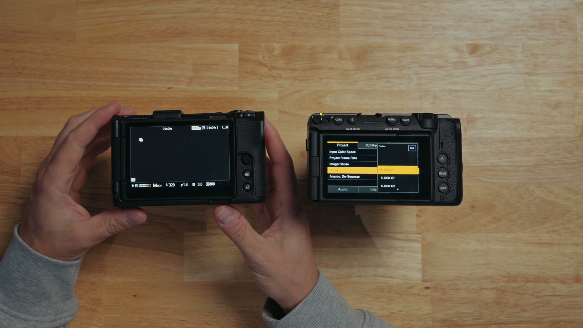 Nikon ZR rear screen showing 36 minutes of remaining record time on a 1TB CFexpress Type B card