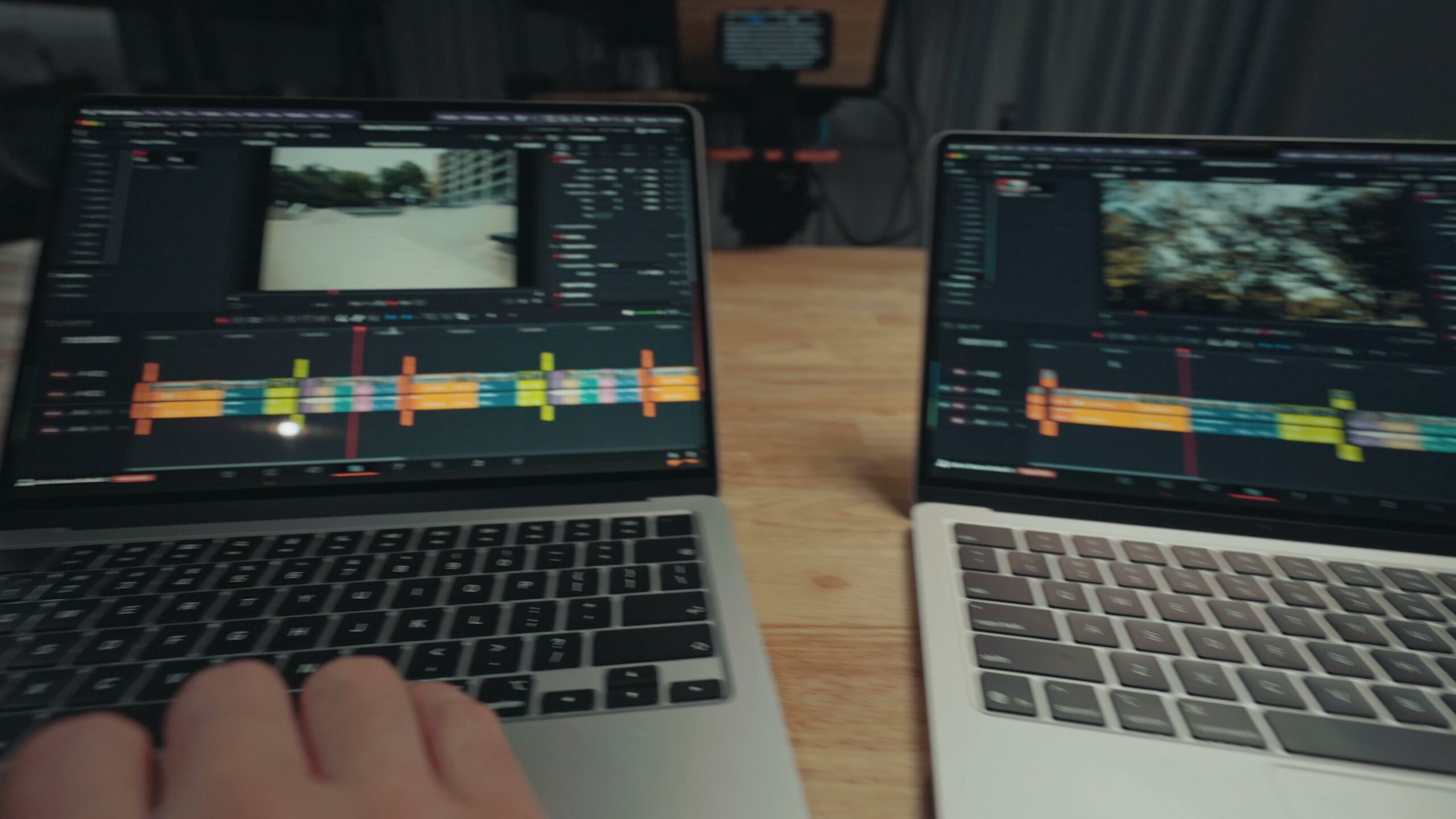 DaVinci Resolve timeline playing back a mix of 4K, 6K and raw footage on the MacBook Air