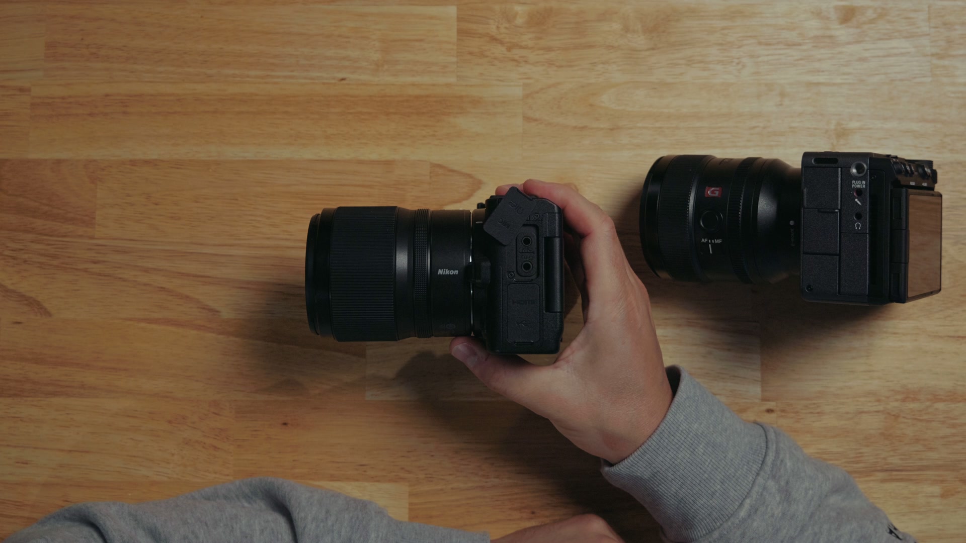 Close up of the 3.5mm microphone jack on the side of the Nikon ZR