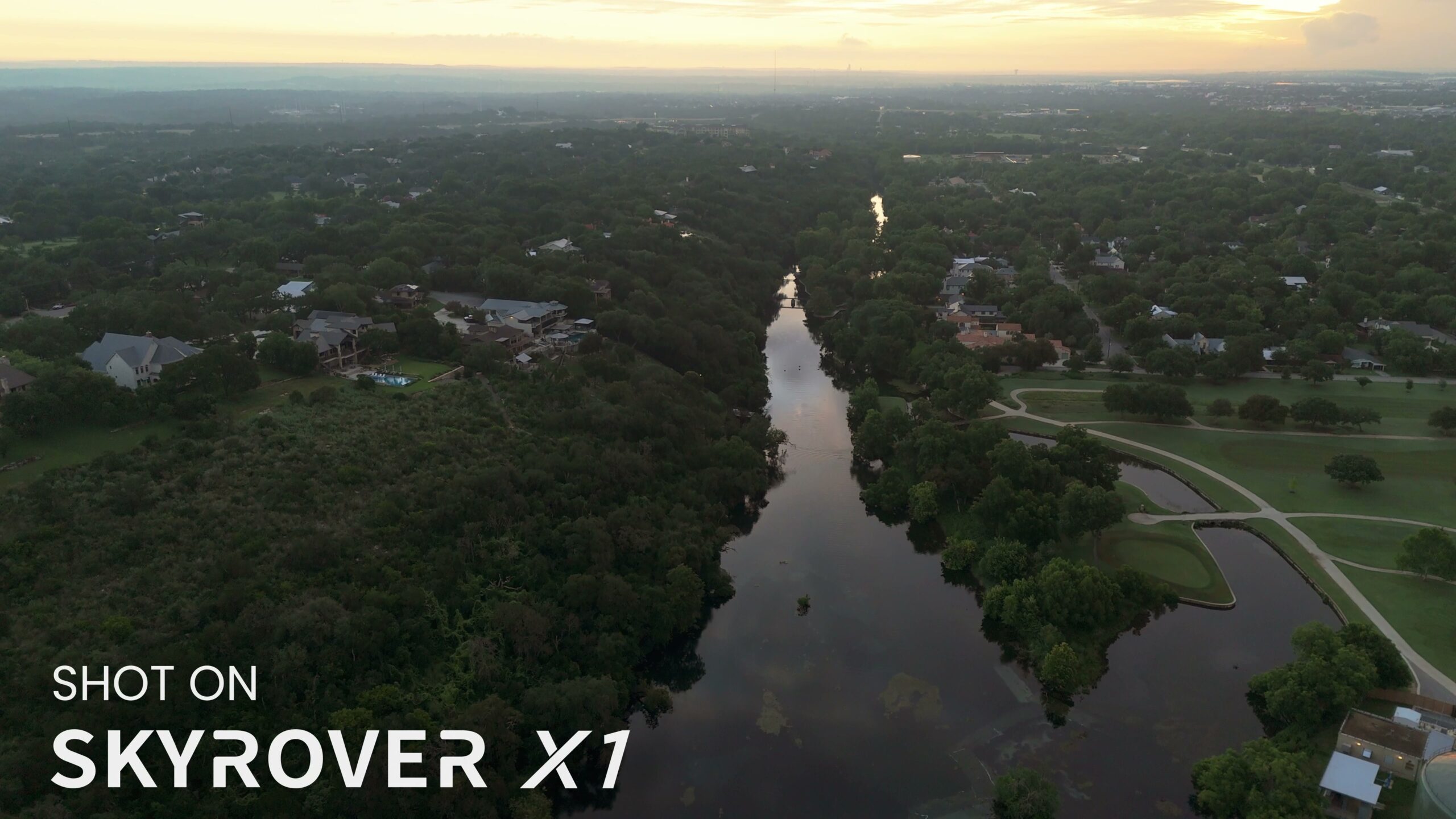 Low light sunrise aerial footage from the SkyRover X1 with visible color