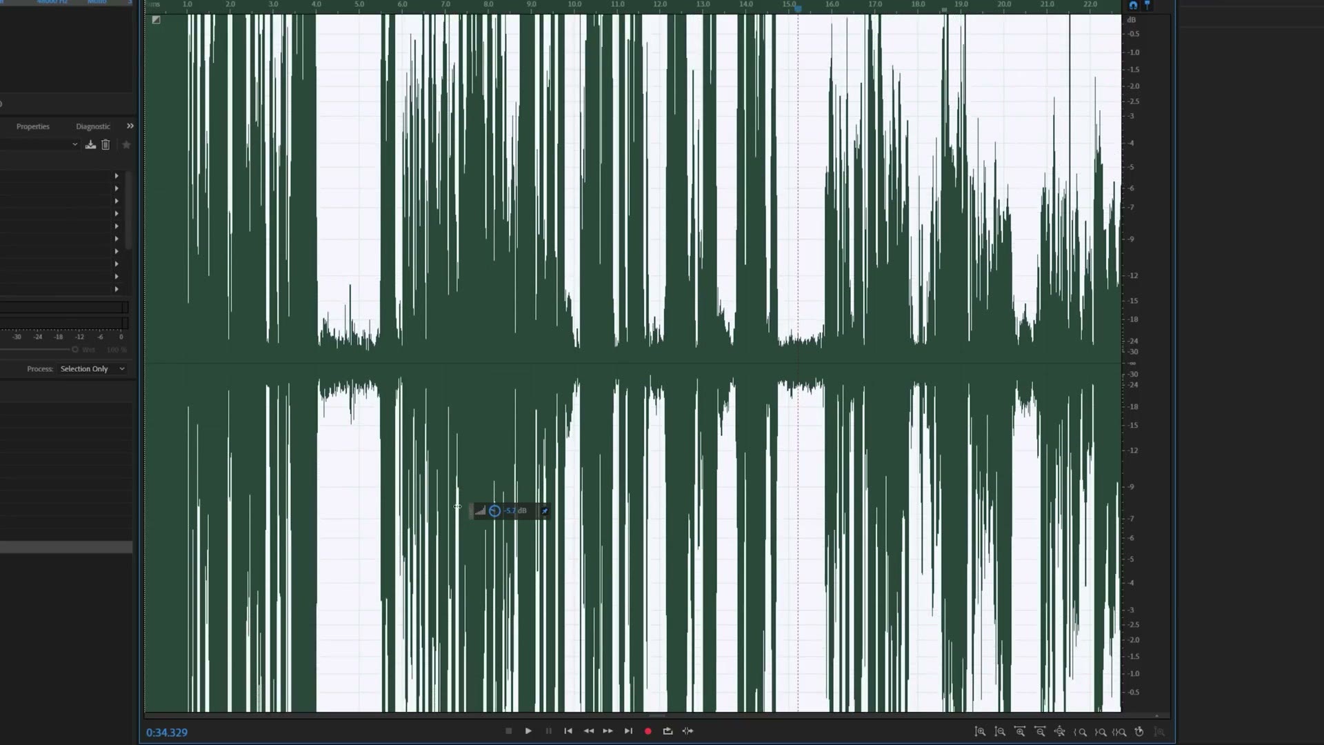 Audio waveform being recovered in an editor
