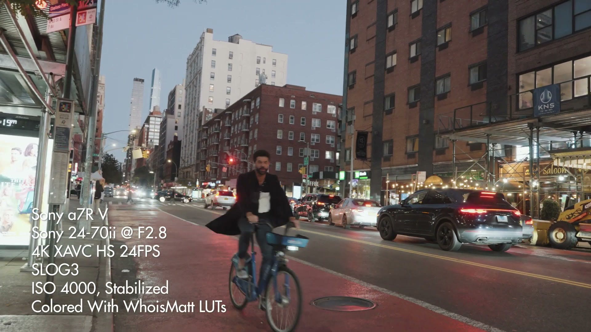 A 4K walking shot with the overlay noting the footage has been stabilized