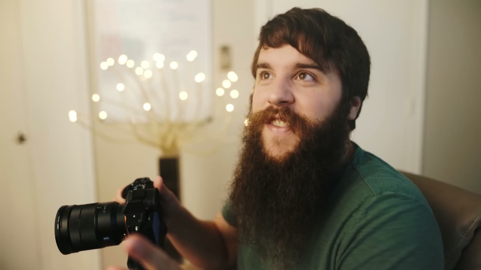 Matt holding the Sony a7S II toward the camera while talking