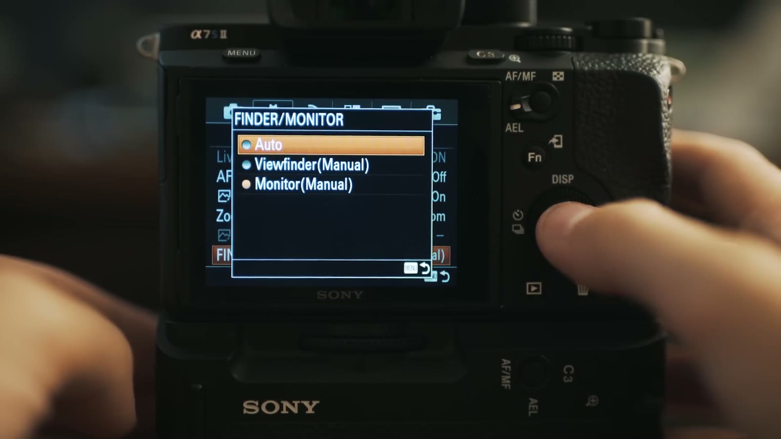 The FINDER/MONITOR dialog with Auto, Viewfinder Manual and Monitor Manual