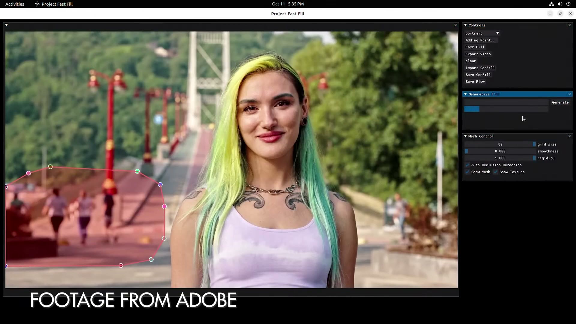Adobe's demo of selecting and removing an object from a moving video clip