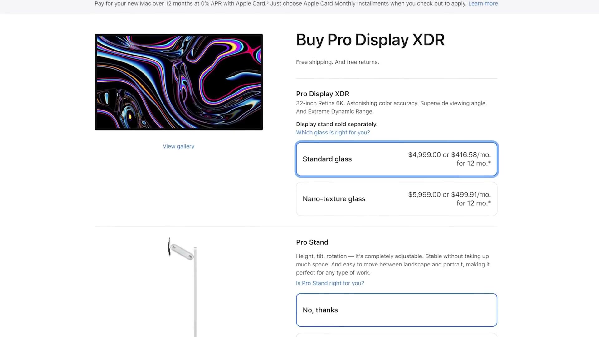 Apple Pro Display XDR product page