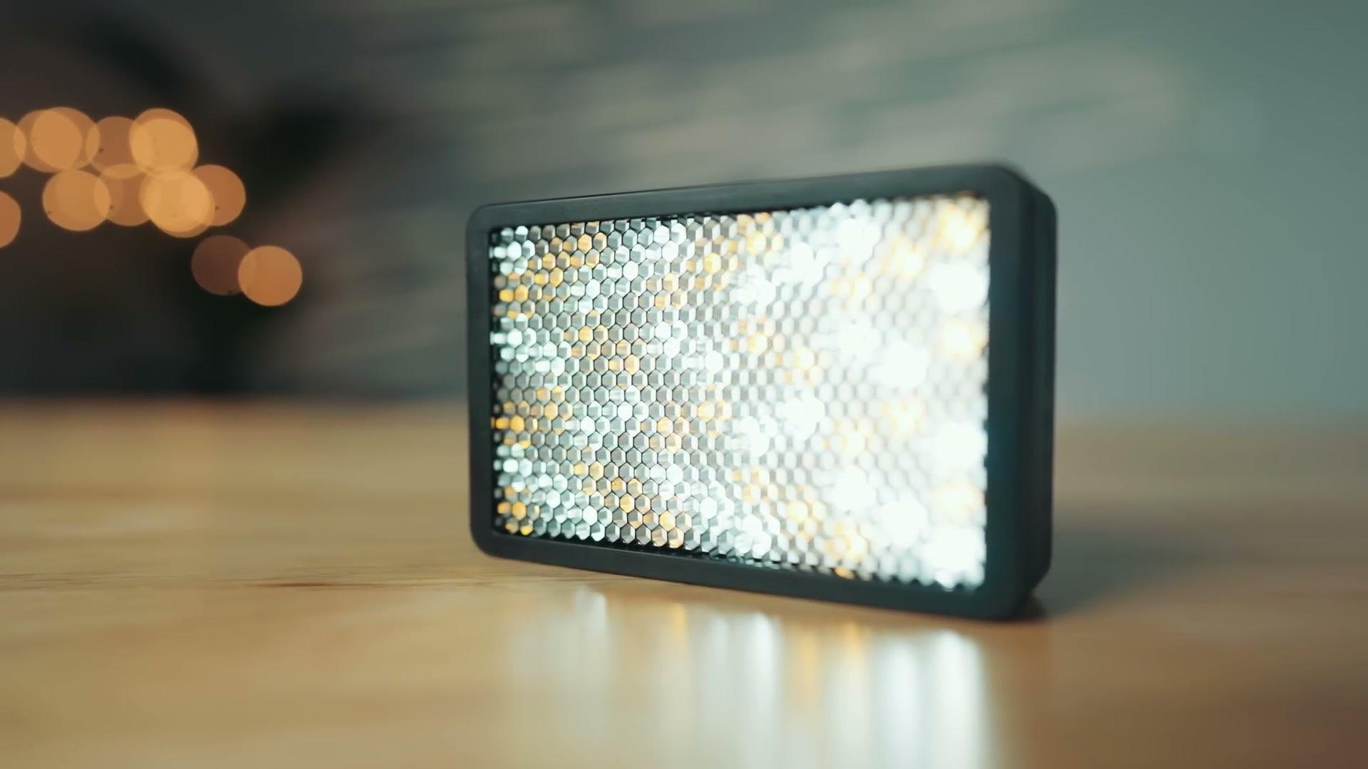 Aputure MC Pro with the magnetic honeycomb grid attached to the front