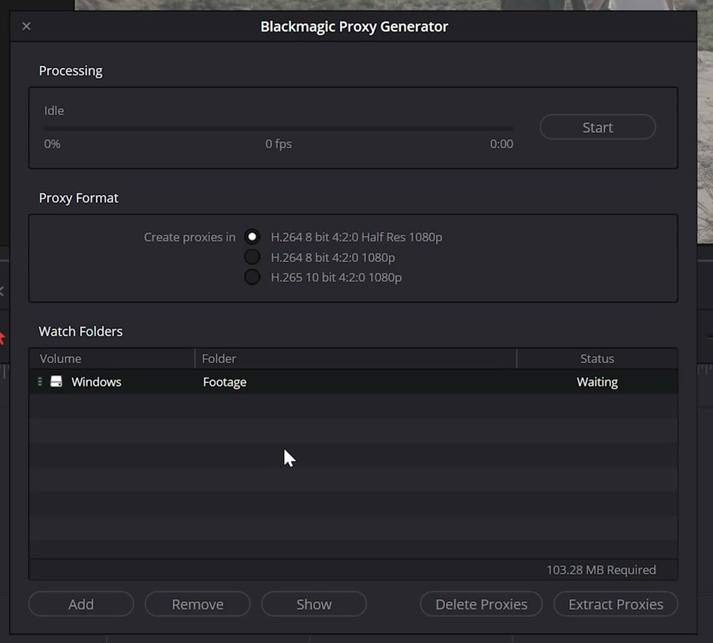 Blackmagic Proxy Generator with a watch folder added