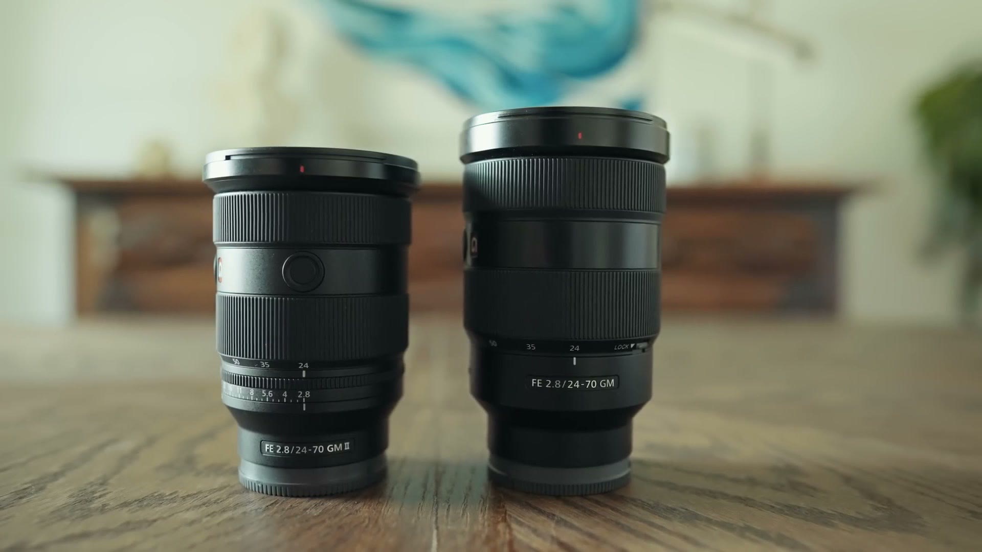 Both Sony 24-70 lenses standing side by side
