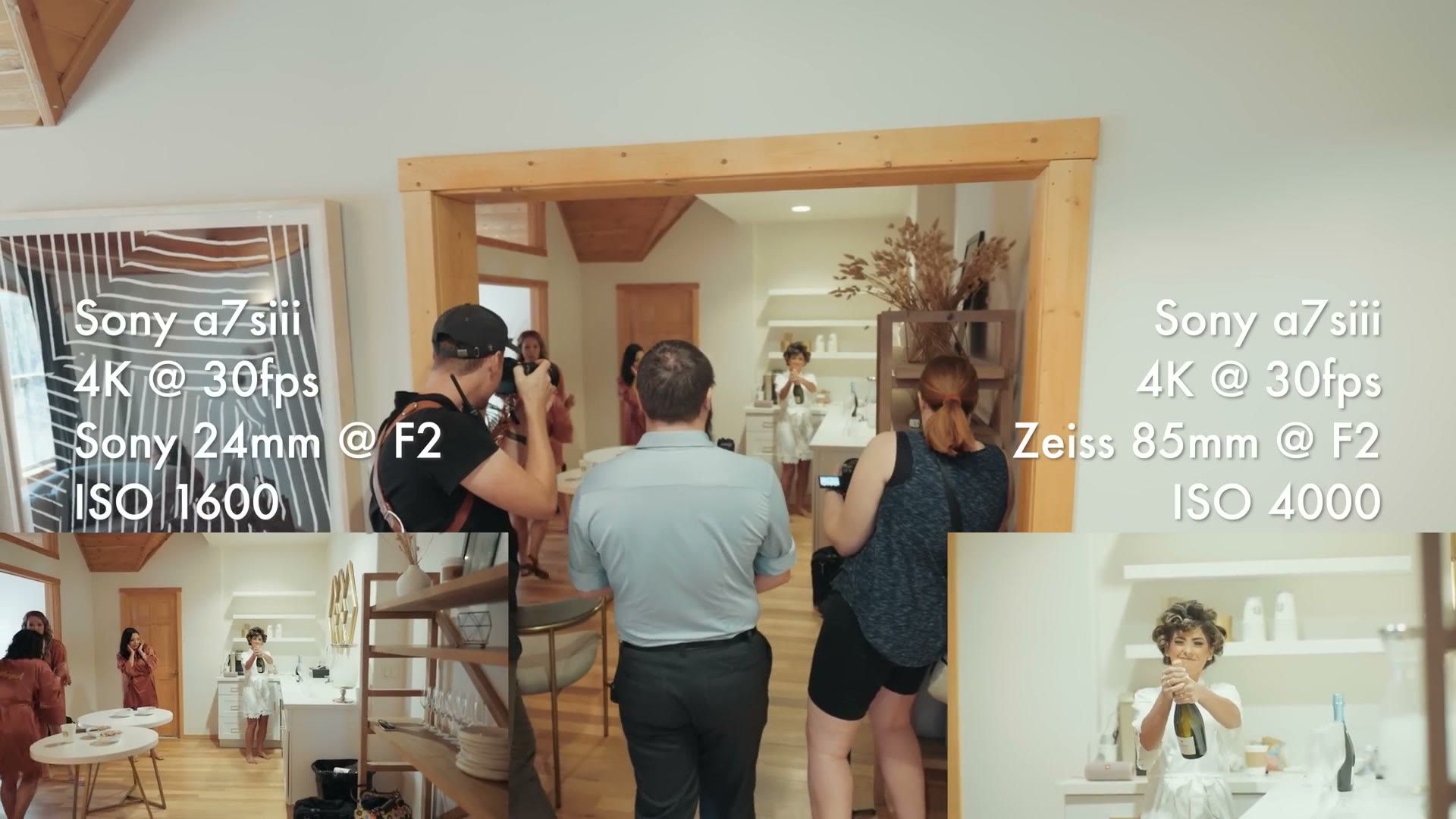 Bride prep being filmed on a Sony a7S III with a 24mm GM and an 85mm