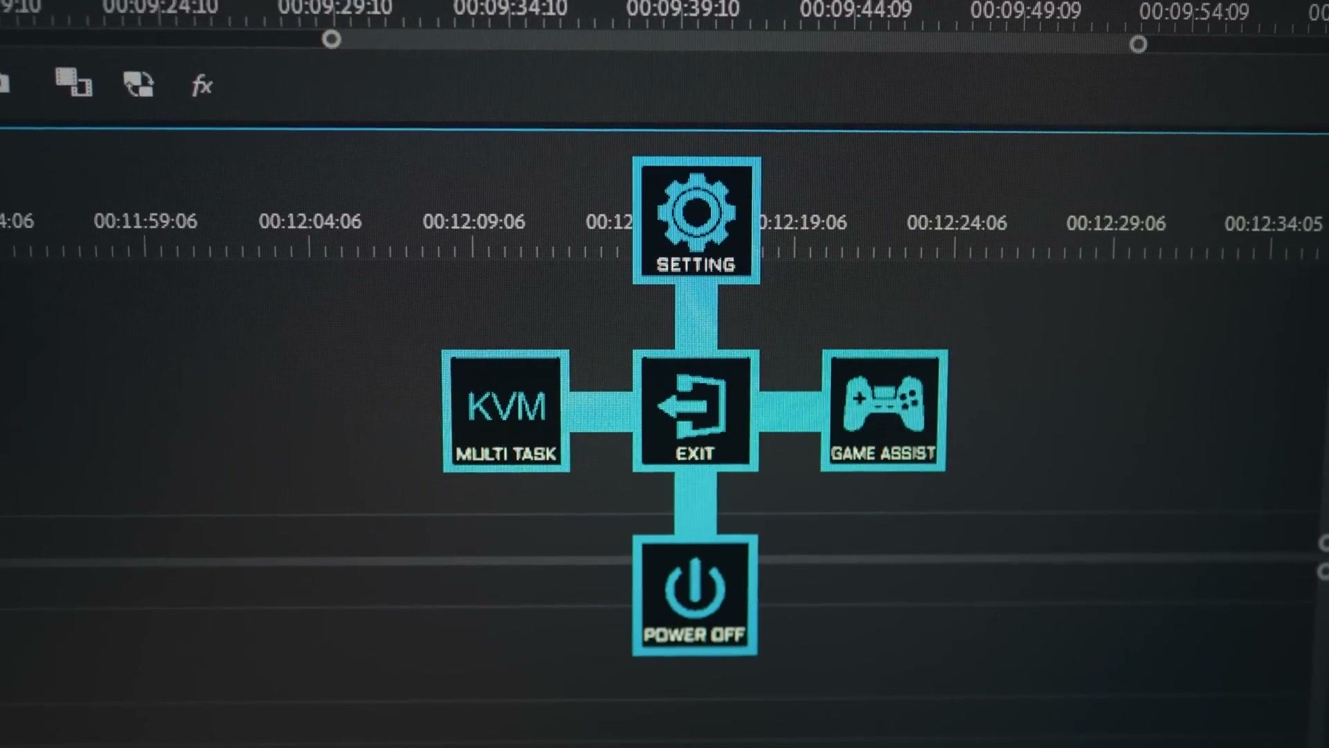 On screen menu showing the built in KVM switch