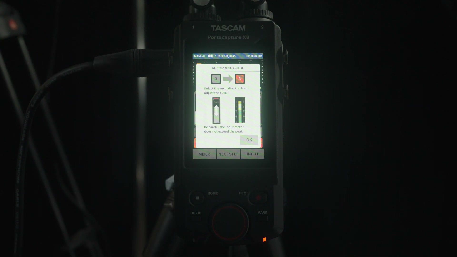 The X8's built in recording guide