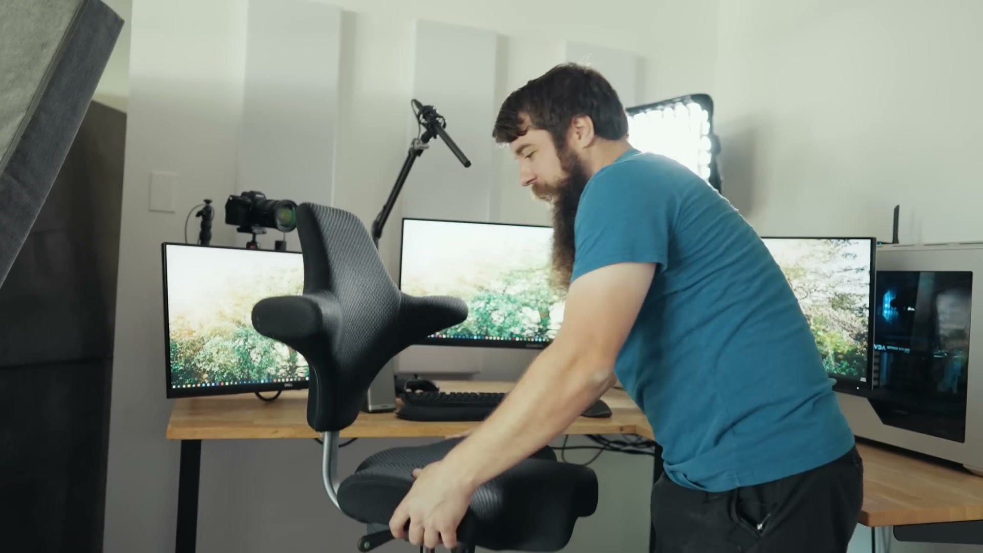 Chair raised to full standing desk height