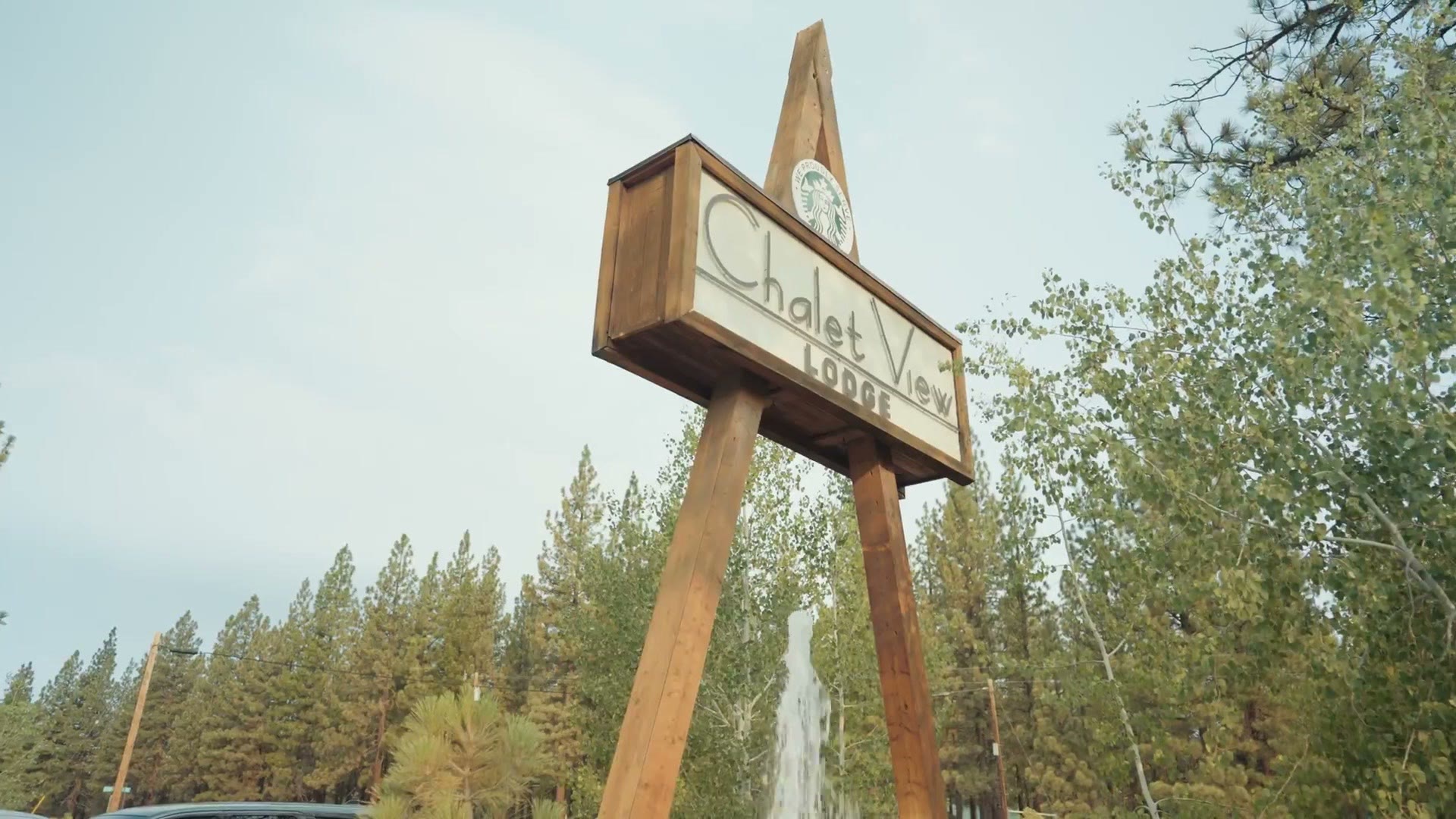 The Chalet View Lodge sign at the wedding venue