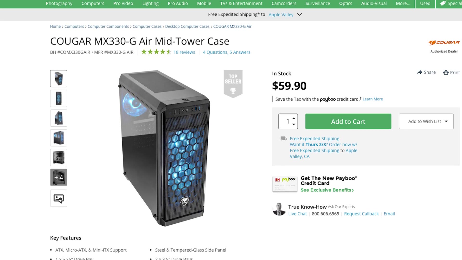 Cougar MX330-G case listing