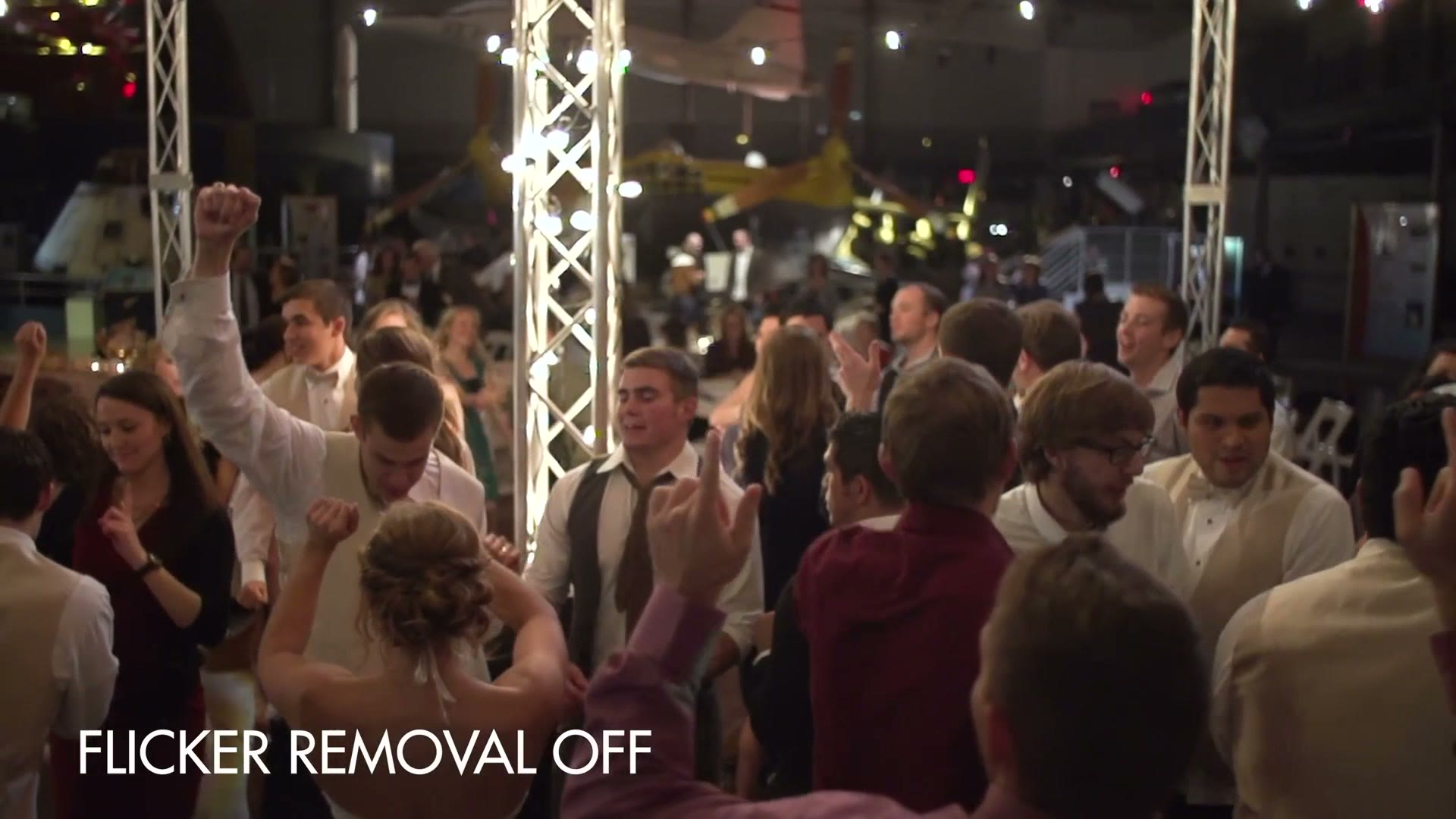 Wedding dance floor with visible light flicker