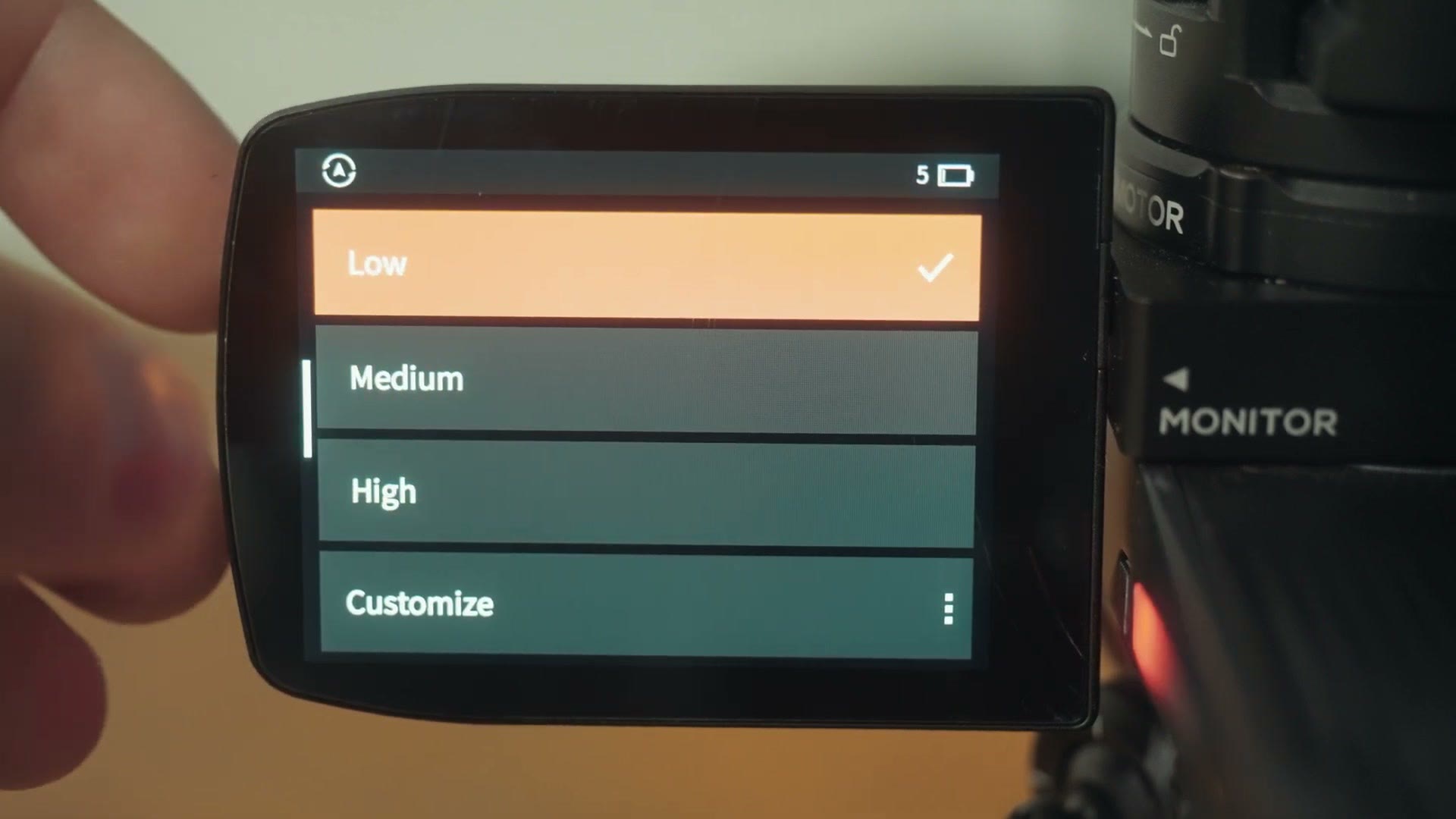Deadband setting changed from medium to low