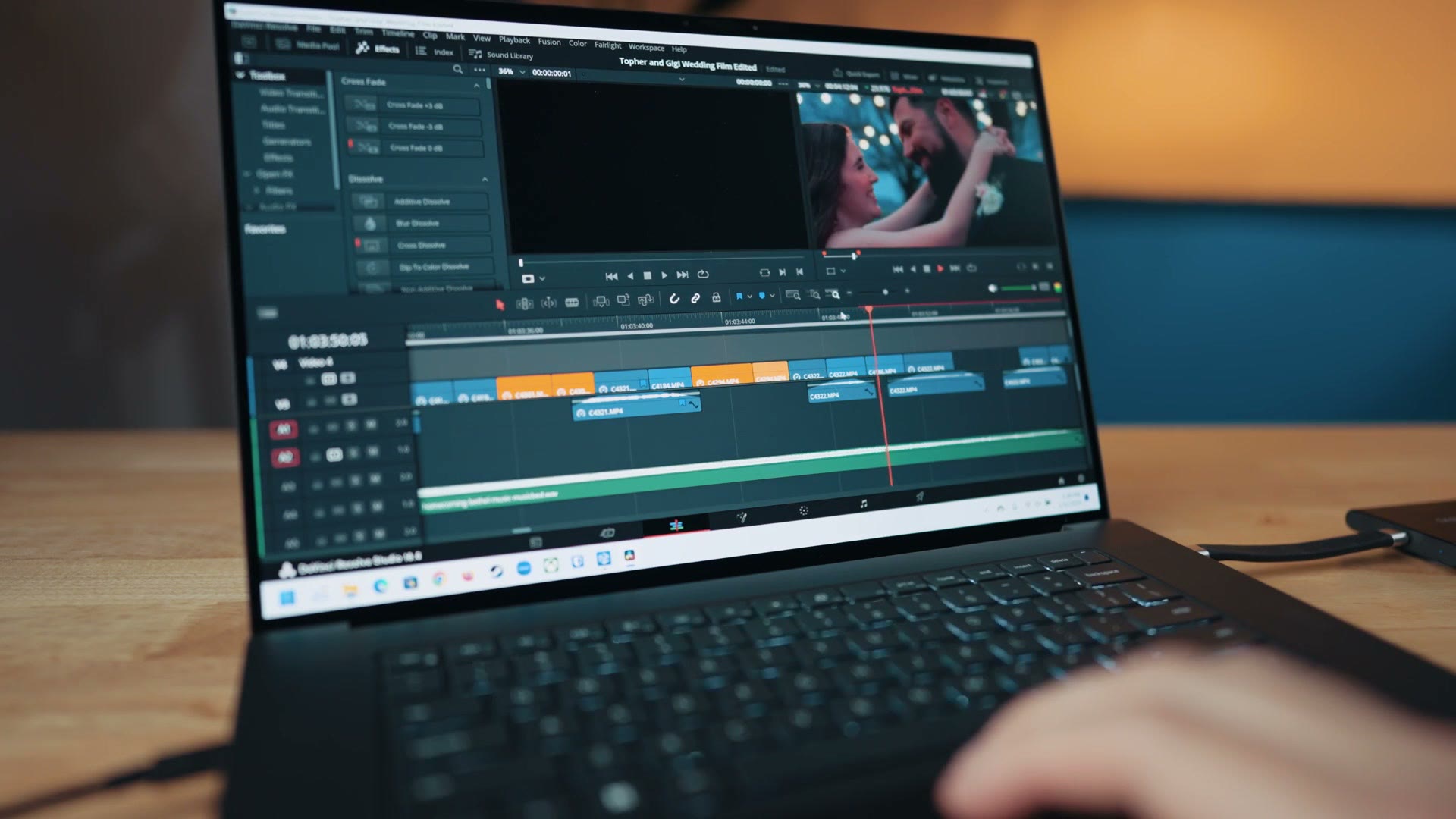 DaVinci Resolve timeline open on the Dell Precision 5680
