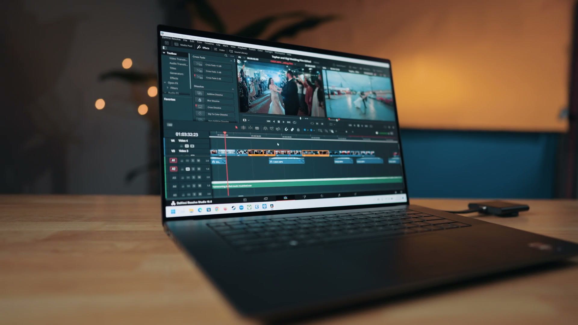 Dell Precision 5680 open with a wedding video edit on screen