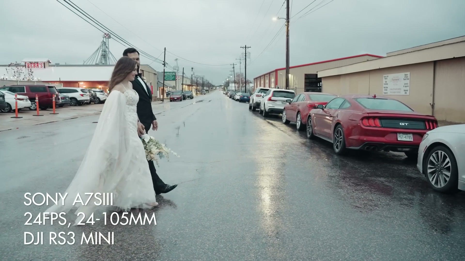 Wedding couple walking down a street, filmed on the Sony a7S III with the DJI RS 3 Mini