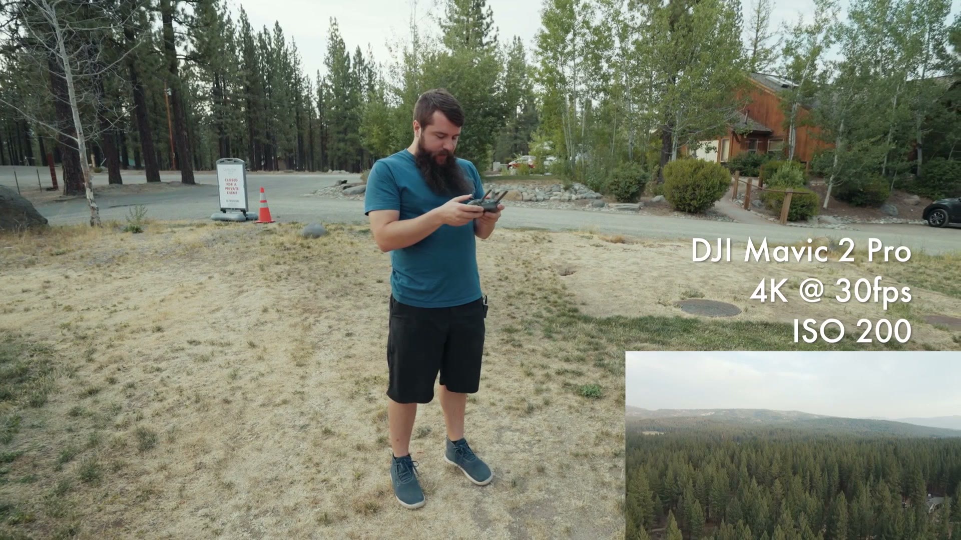 Matt Johnson flying the drone at sunset near the venue