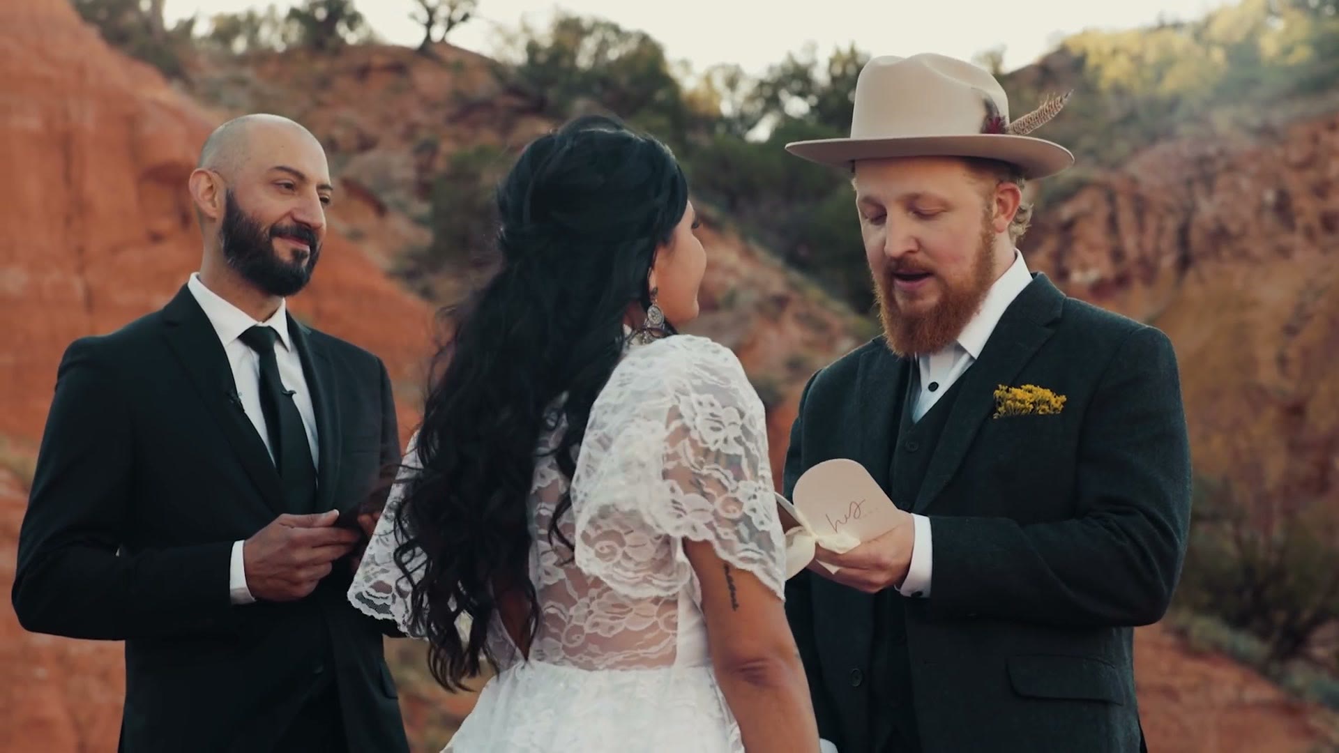 Exchanging rings during the ceremony