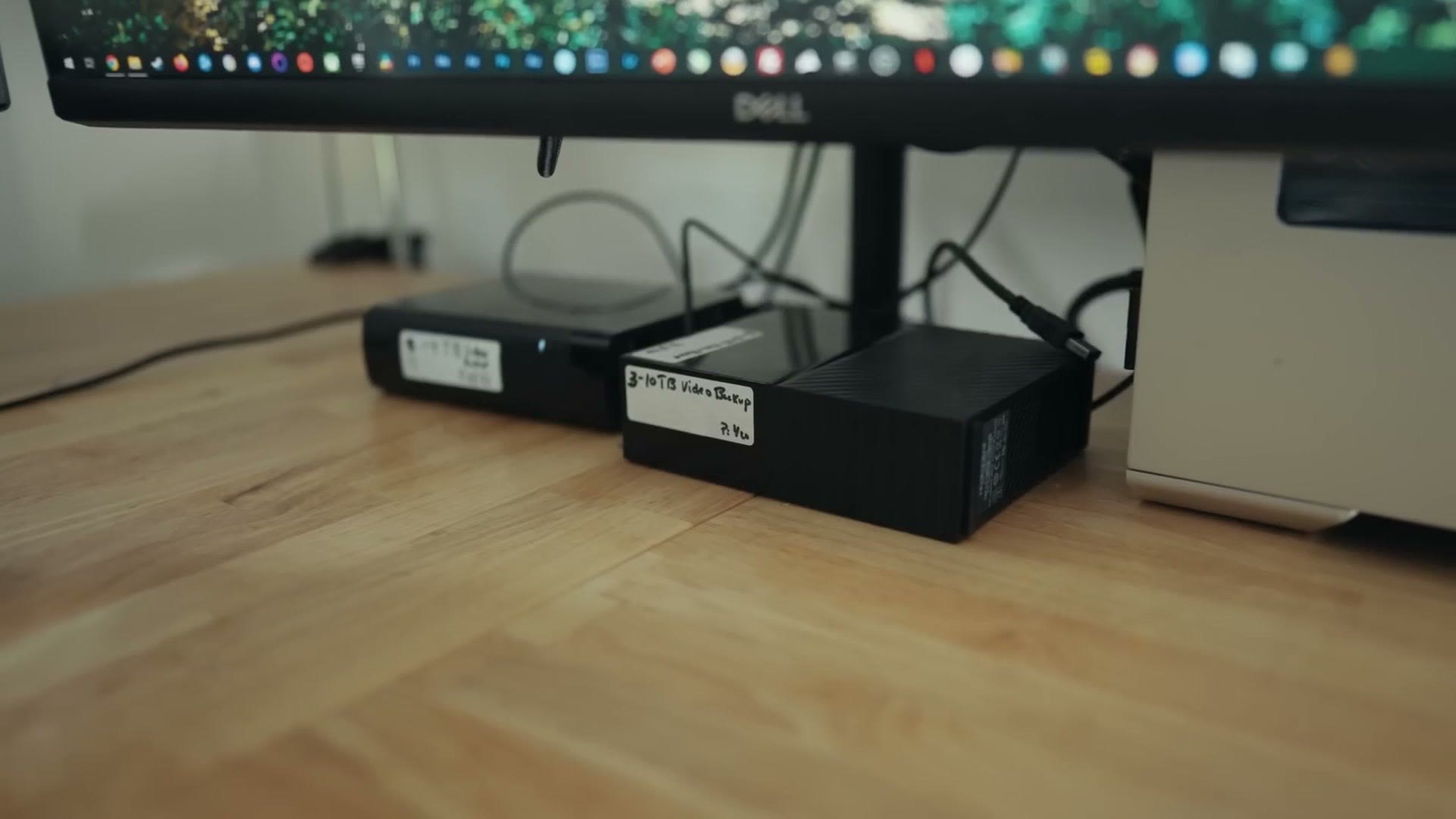Two external hard drives on the desk