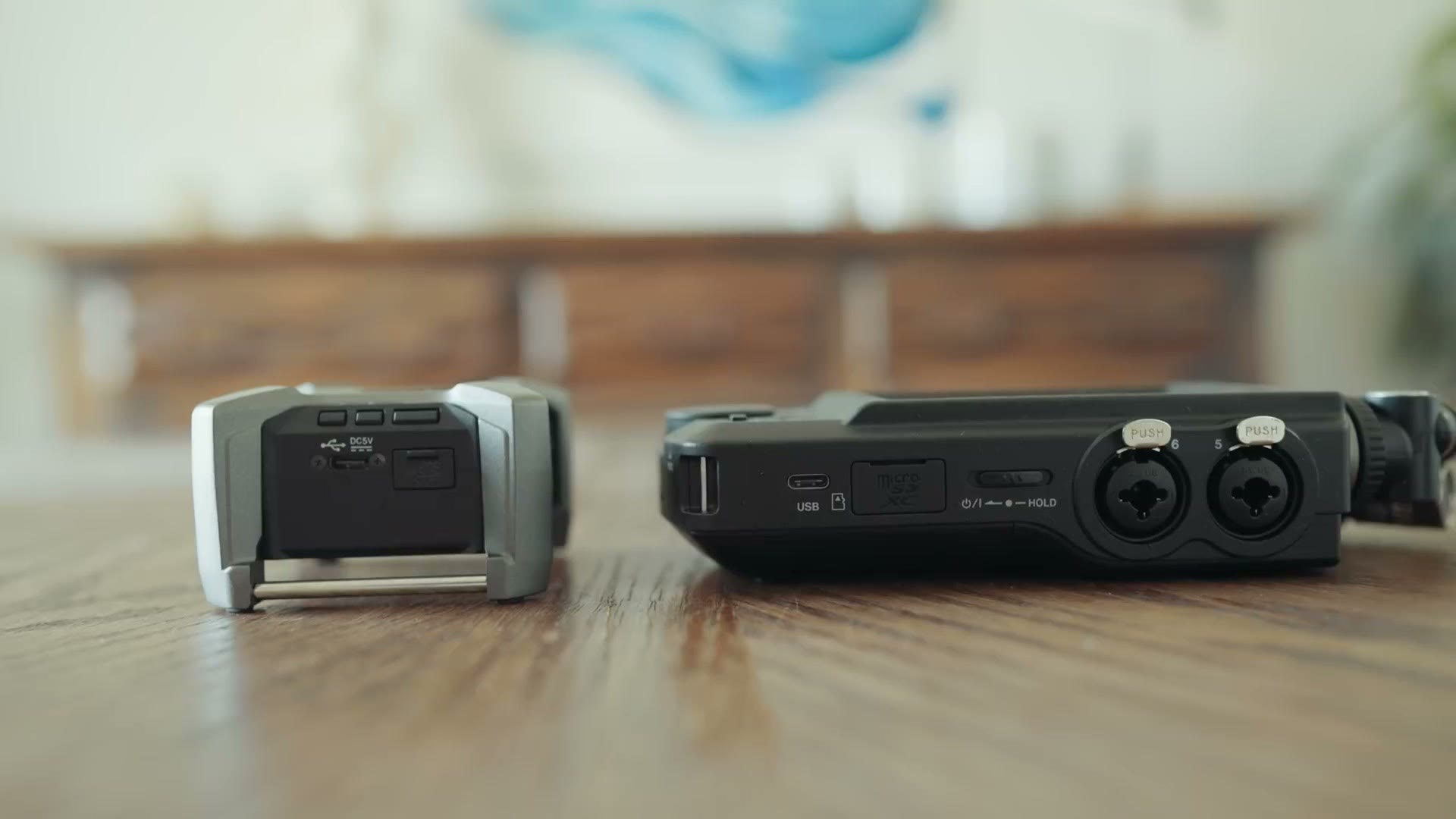 Side profile of both recorders showing thickness