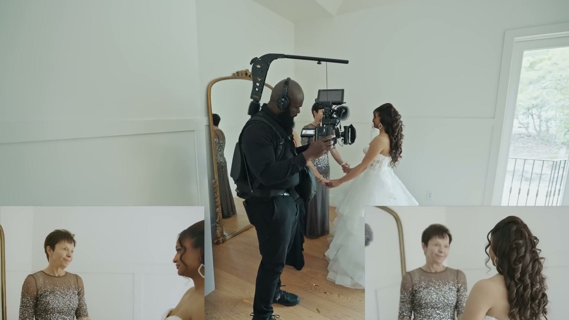 Justin Porter filming the bride while family members watch