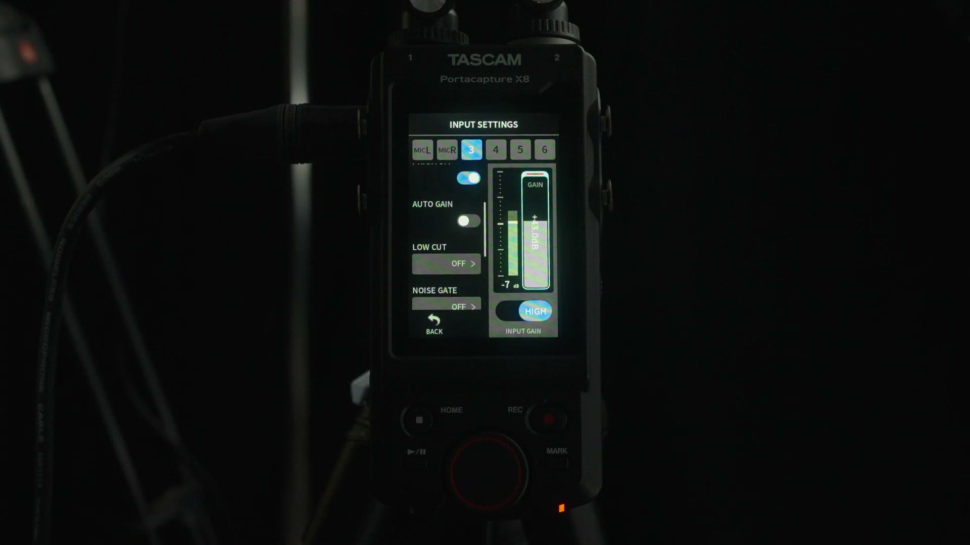 Low cut, noise gate, limiter and phase invert all turned off