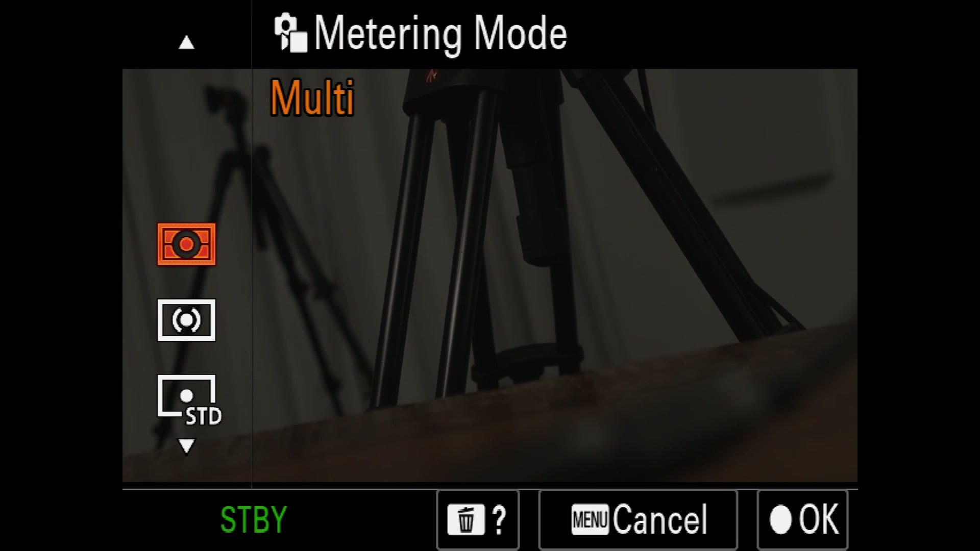 The FX30 Metering Mode screen set to Multi