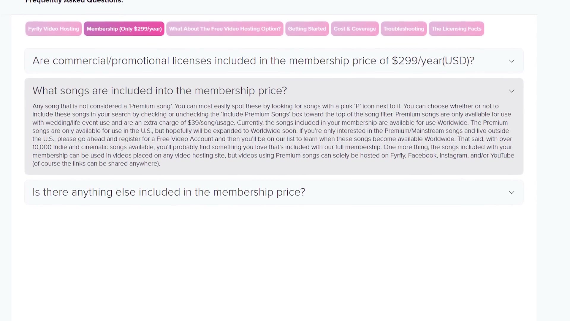 Fyrfly FAQ explaining what is included in the membership price