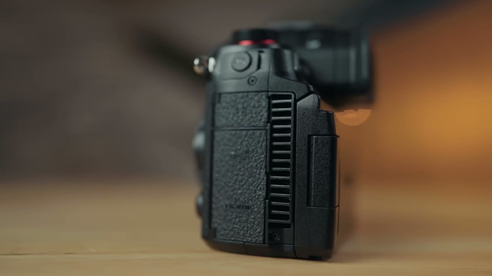 Side of the Panasonic GH7 showing the cooling fan vents