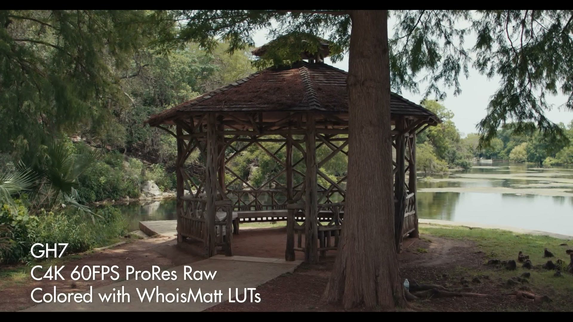 A park gazebo filmed on the Panasonic GH7 in C4K 60fps ProRes RAW