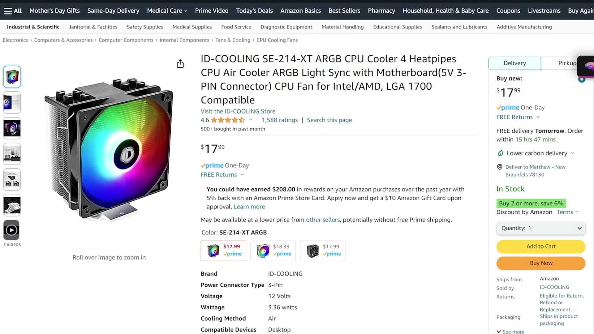 ID-COOLING SE-214-XT CPU cooler listing
