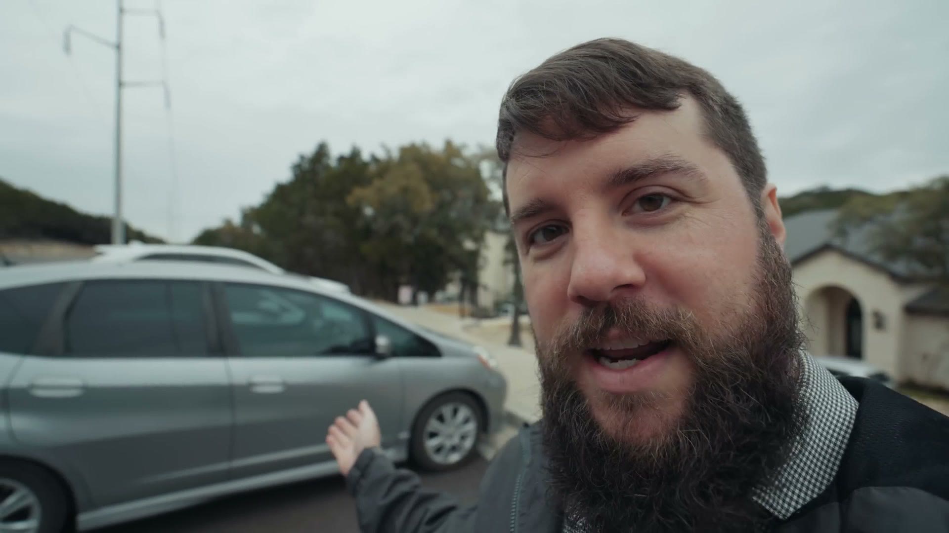 Matt Johnson standing beside Justin Porter's gear van at a wedding venue