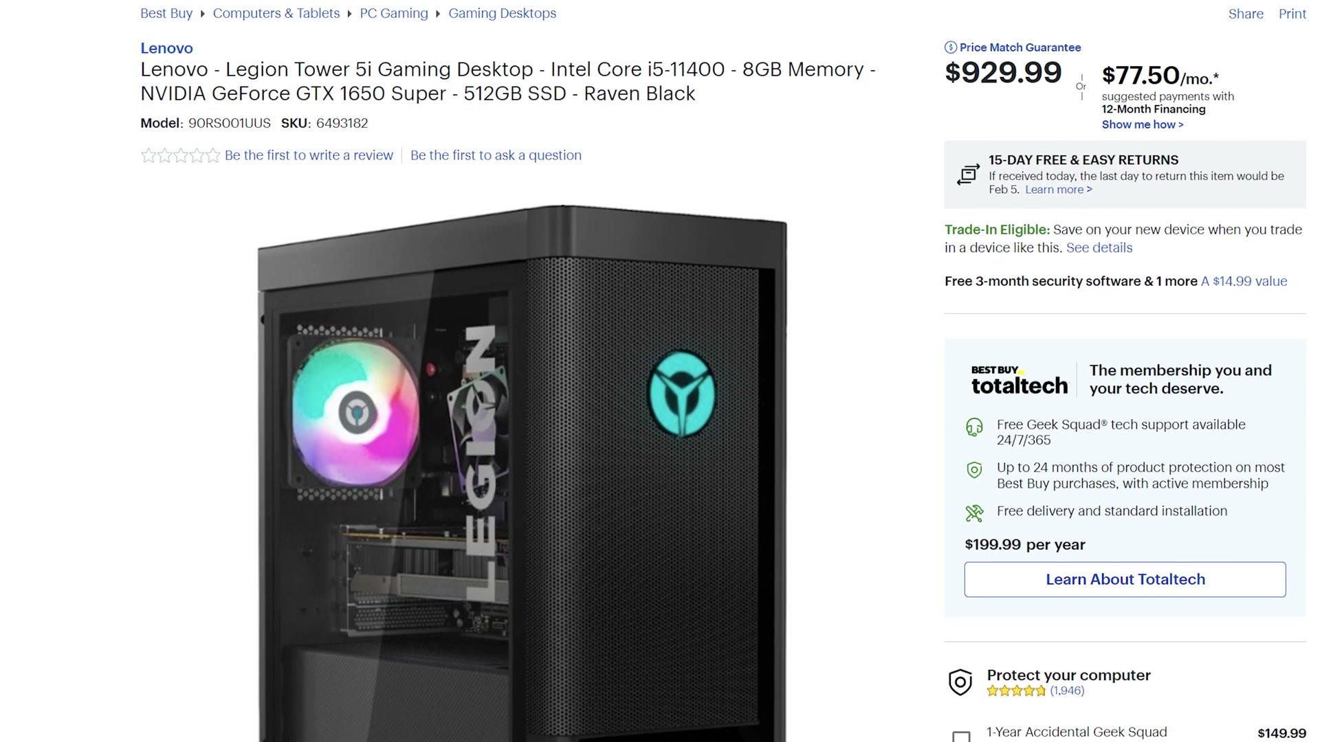 Lenovo Legion Tower desktop