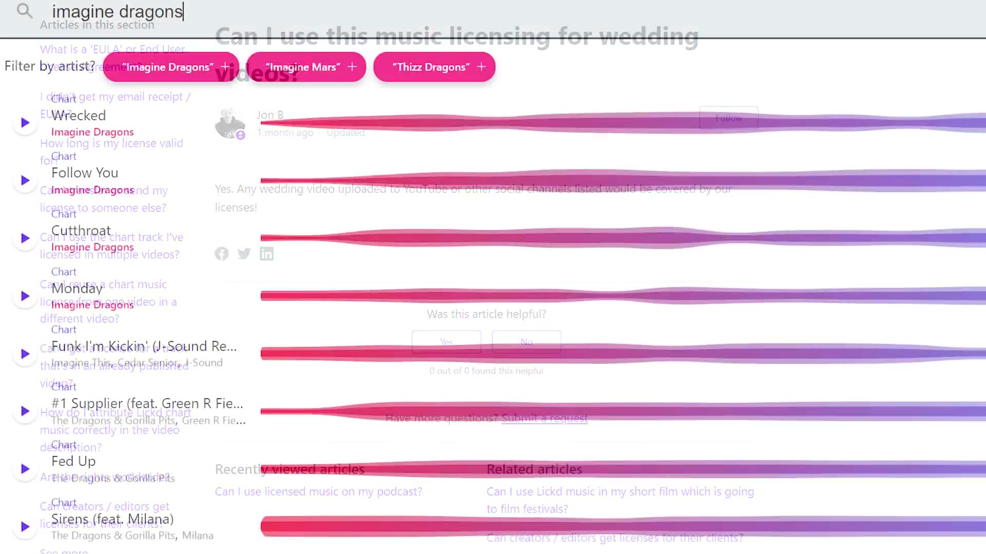 Lickd search results for Imagine Dragons