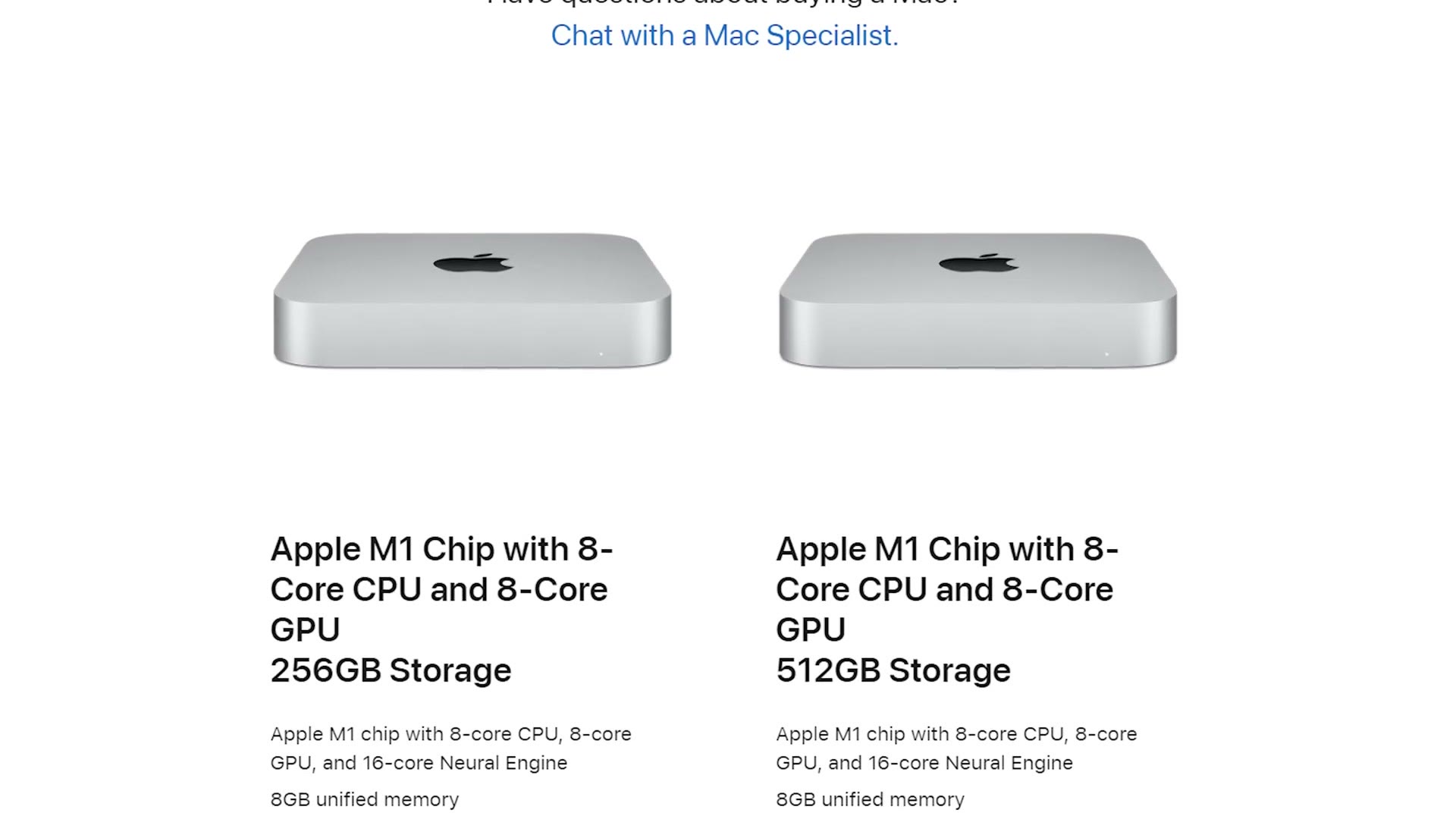 M1 Mac mini configuration options