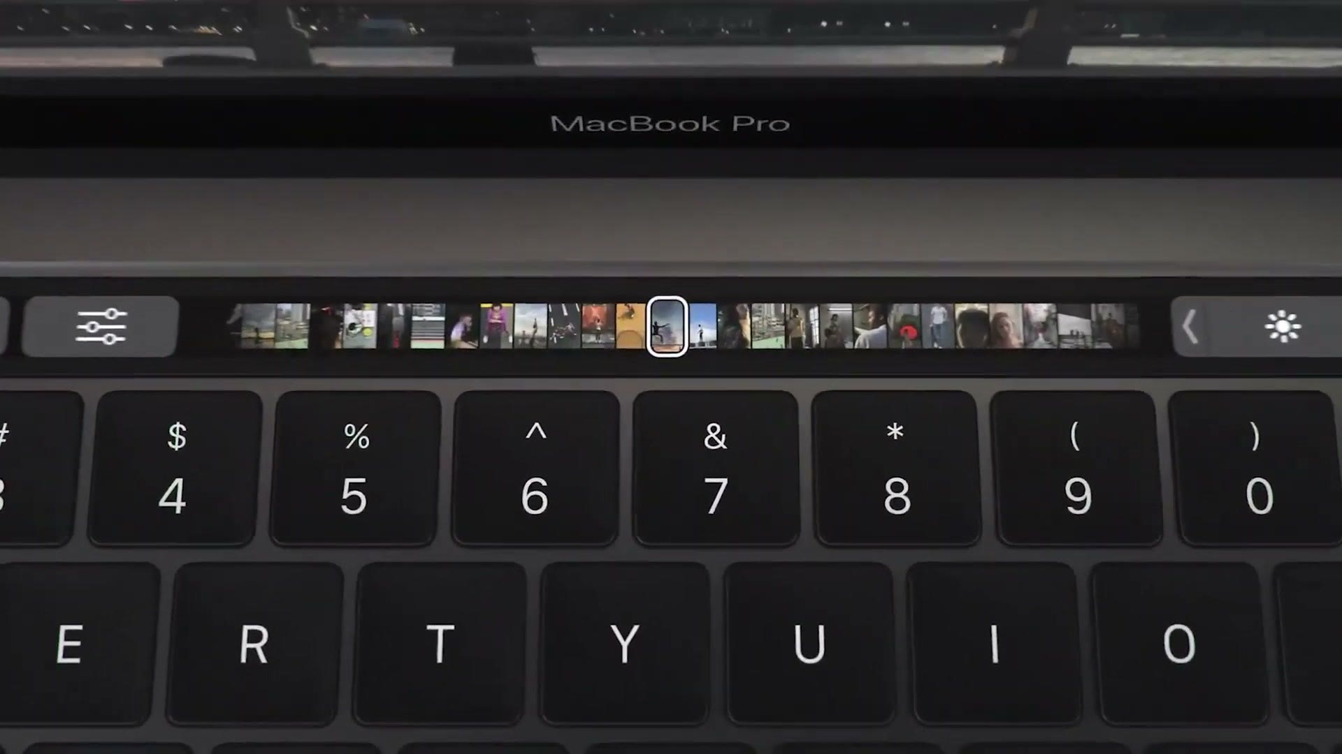 Close up of the Touch Bar on a MacBook Pro keyboard
