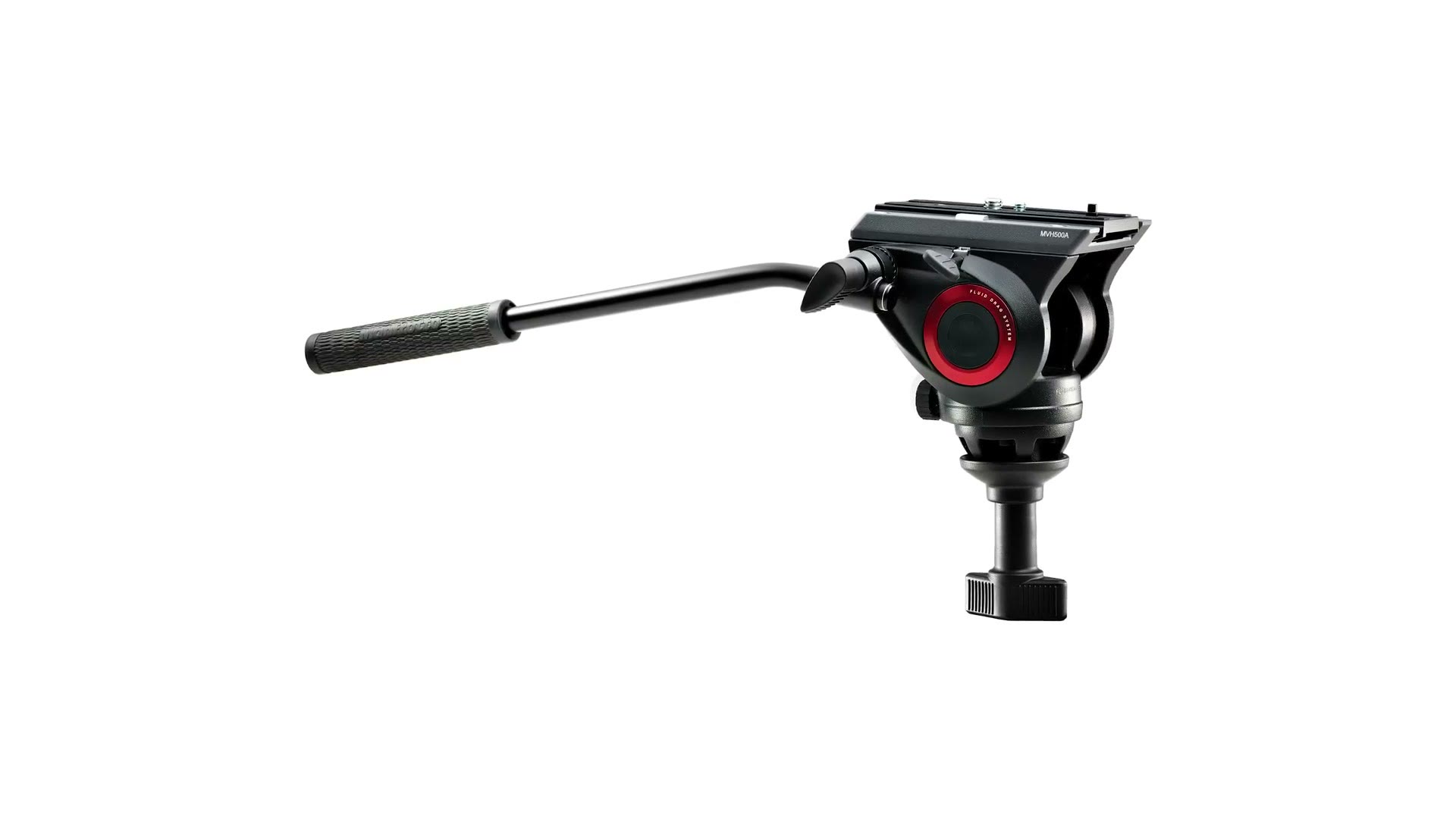 Manfrotto fluid video head with pan bar, isolated product shot on white background