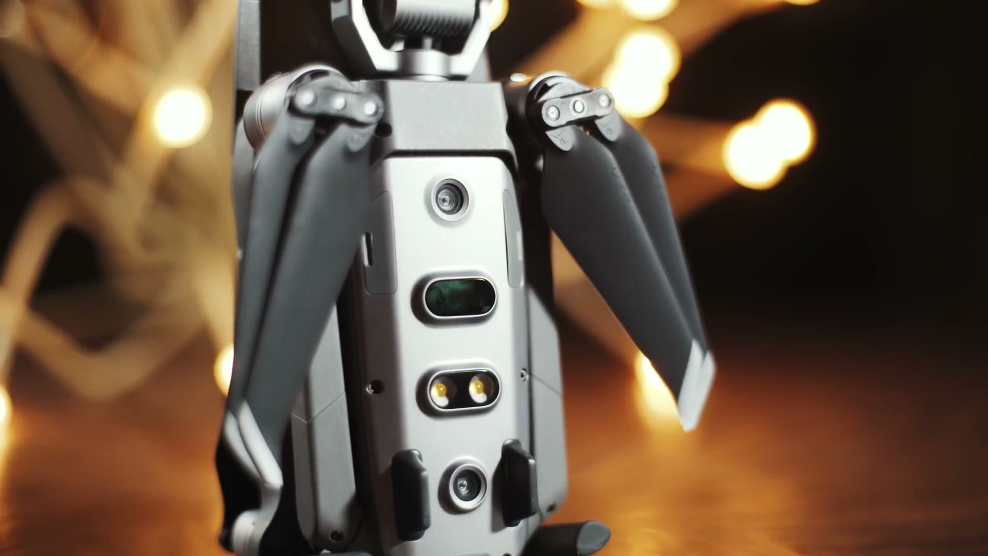 The rear of the folded Mavic 2 Pro showing the additional obstacle detection sensors and cameras on its back