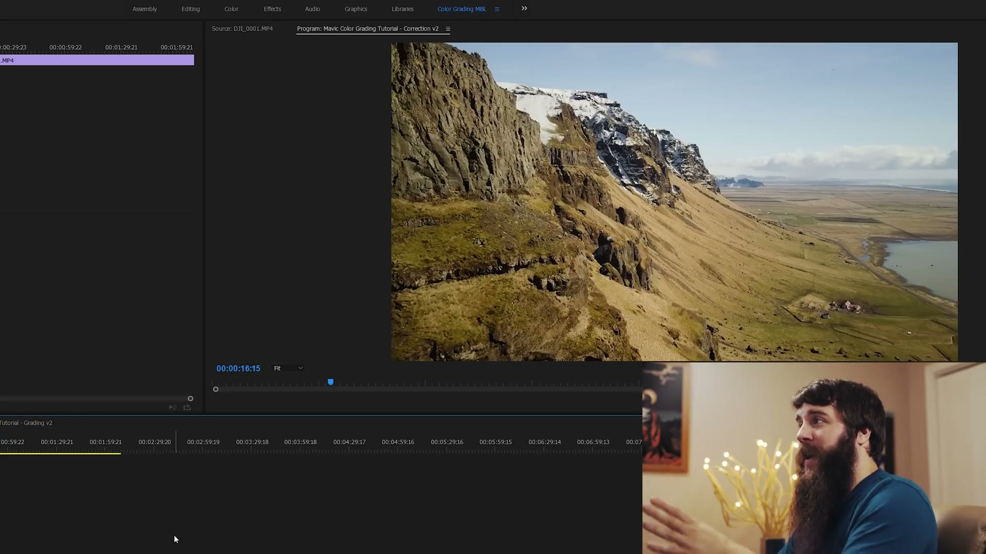 The same Icelandic ridge with color correction only, keeping the green moss and grassland and a paler sky