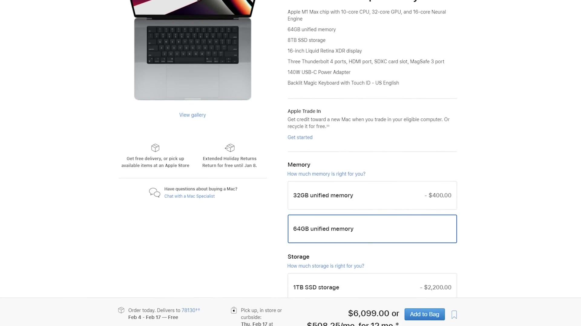A fully maxed out 16 inch MacBook Pro at over six thousand dollars