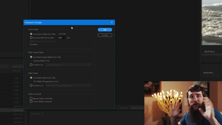 The Interpret Footage dialog in Media Encoder with Assume this frame rate selected