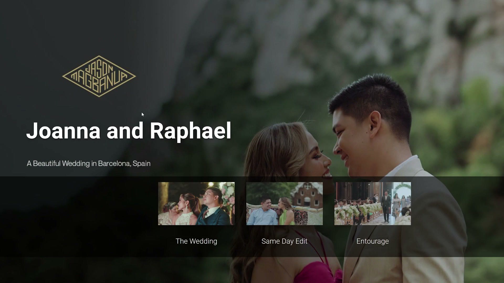 A MediaZilla client delivery page for a wedding film