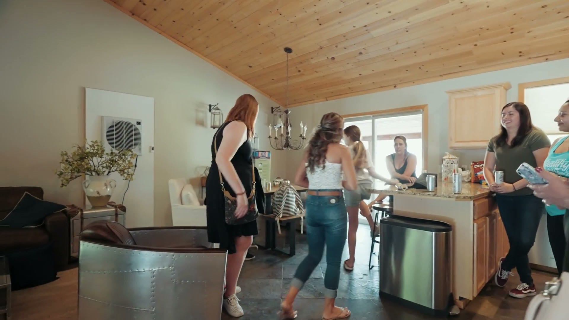 Matt Johnson meeting the couple for the first time inside the lodge